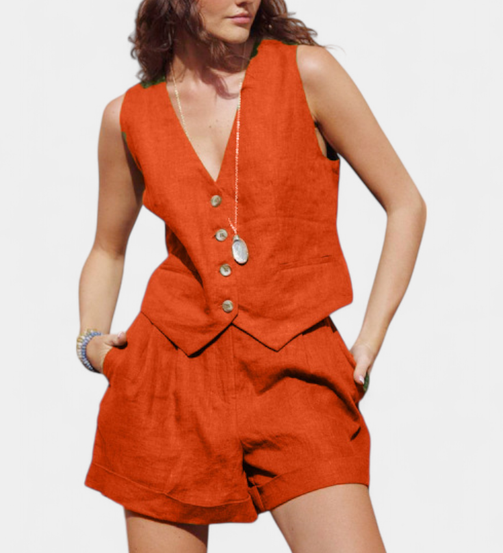 Jennifer Conjunto Liemenė ir Šortai iš Lino ir Medvilnės